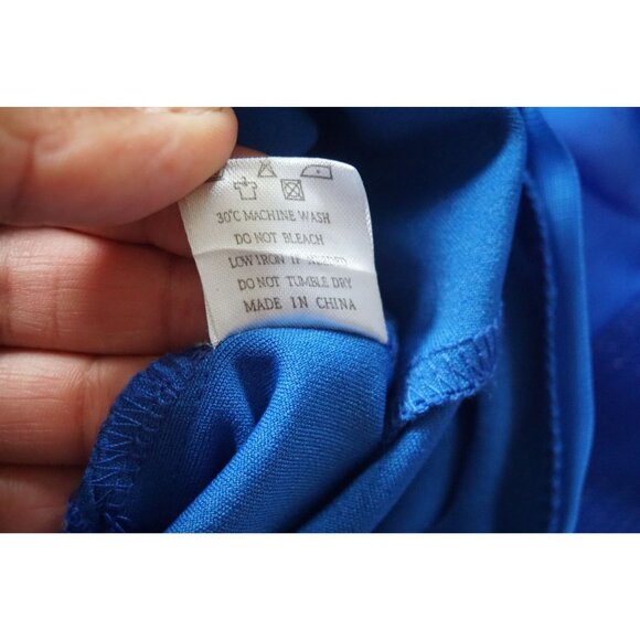 Women's Royal Blue One Shoulder Jumpsuit Flowy Chiffon Overlay – Size M - Picture 7 of 8